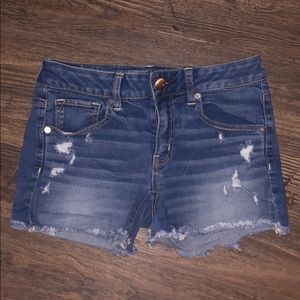Distressed jean shorts